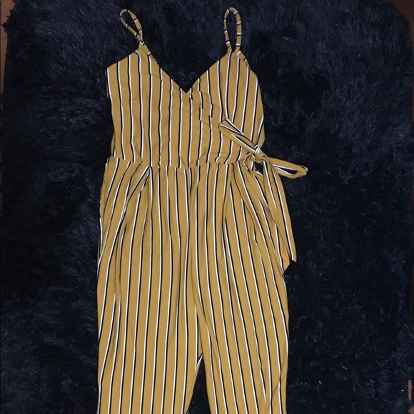 No Boundaries Pants - No Boundaries Yellow White & Black Jumpsuit